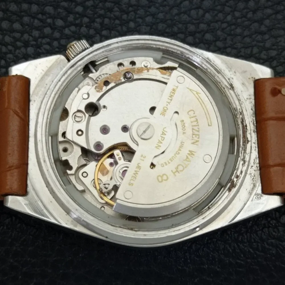 Vintage 1993 Citizen Automatic Mens Silver Watch W/daydate & Gold accents